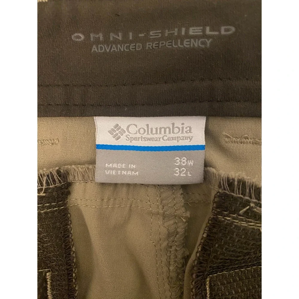 Columbia Omni-Shield Water Repellent Tan Mens Hiking Pants Size 38x32